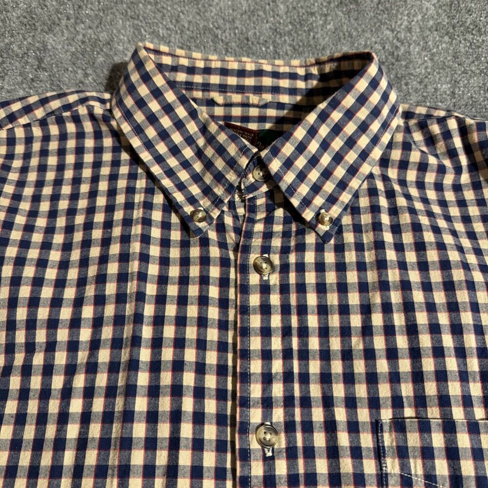 Vtg Saddlebred Shirt Mens Large Blue Check Button Down Long Sleeve Cotton